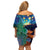 Personalised New Zealand Matariki Art Star Family Matching Off Shoulder Short Dress and Hawaiian Shirt Koru Fern Night Starry Sky