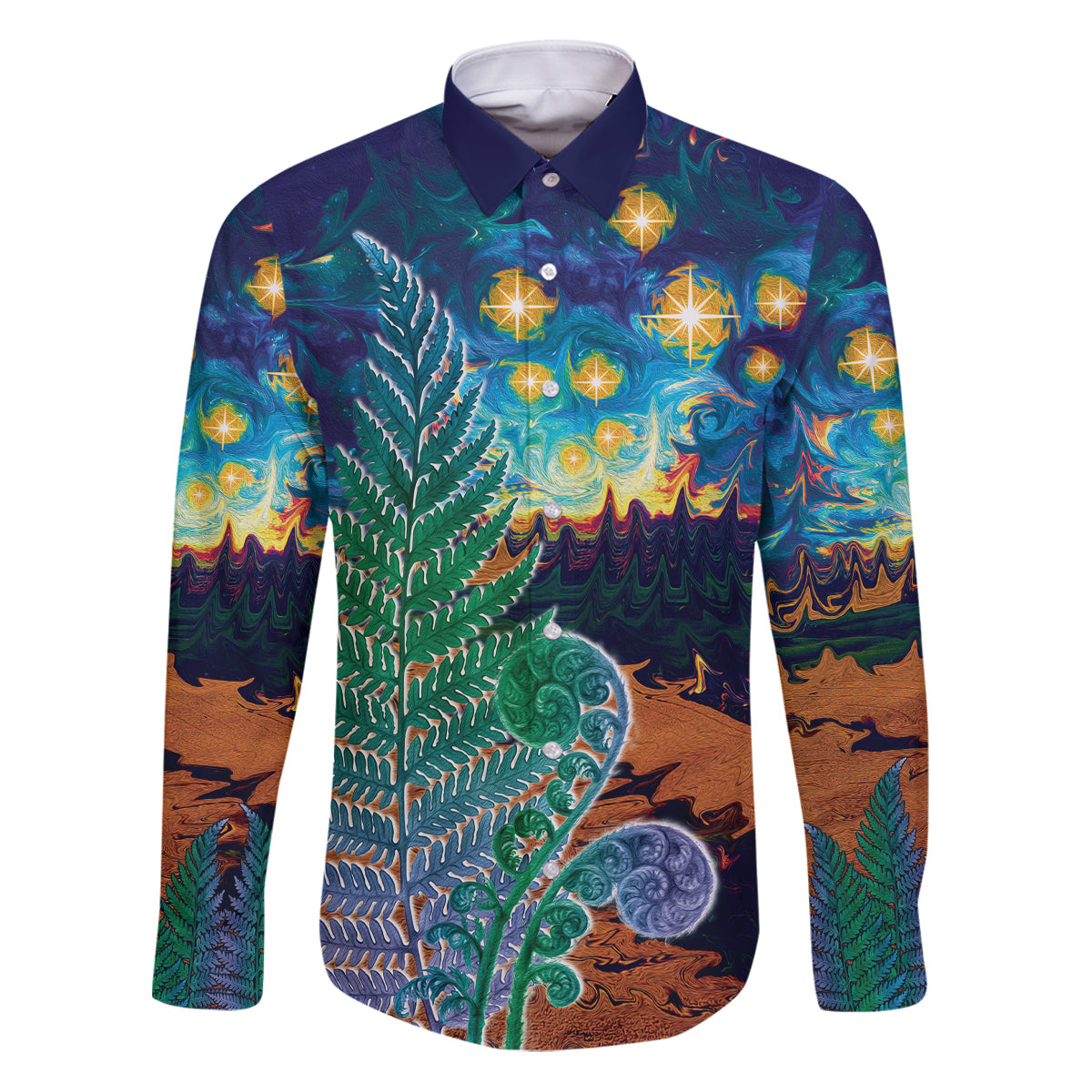 Personalised New Zealand Matariki Art Star Family Matching Puletasi and Hawaiian Shirt Koru Fern Night Starry Sky