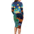 Personalised New Zealand Matariki Art Star Long Sleeve Bodycon Dress Koru Fern Night Starry Sky