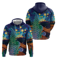Personalised New Zealand Matariki Art Star Zip Hoodie Koru Fern Night Starry Sky