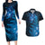 New Zealand Matariki Couples Matching Long Sleeve Bodycon Dress and Hawaiian Shirt Blue Milky Way Stars Night Sky