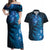 New Zealand Matariki Couples Matching Off Shoulder Maxi Dress and Hawaiian Shirt Blue Milky Way Stars Night Sky