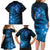 New Zealand Matariki Family Matching Long Sleeve Bodycon Dress and Hawaiian Shirt Blue Milky Way Stars Night Sky