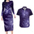 New Zealand Matariki Couples Matching Long Sleeve Bodycon Dress and Hawaiian Shirt Purple Milky Way Stars Night Sky