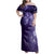 New Zealand Matariki Family Matching Off Shoulder Maxi Dress and Hawaiian Shirt Purple Milky Way Stars Night Sky