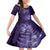 New Zealand Matariki Family Matching Off Shoulder Short Dress and Hawaiian Shirt Purple Milky Way Stars Night Sky