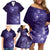 New Zealand Matariki Family Matching Off Shoulder Short Dress and Hawaiian Shirt Purple Milky Way Stars Night Sky