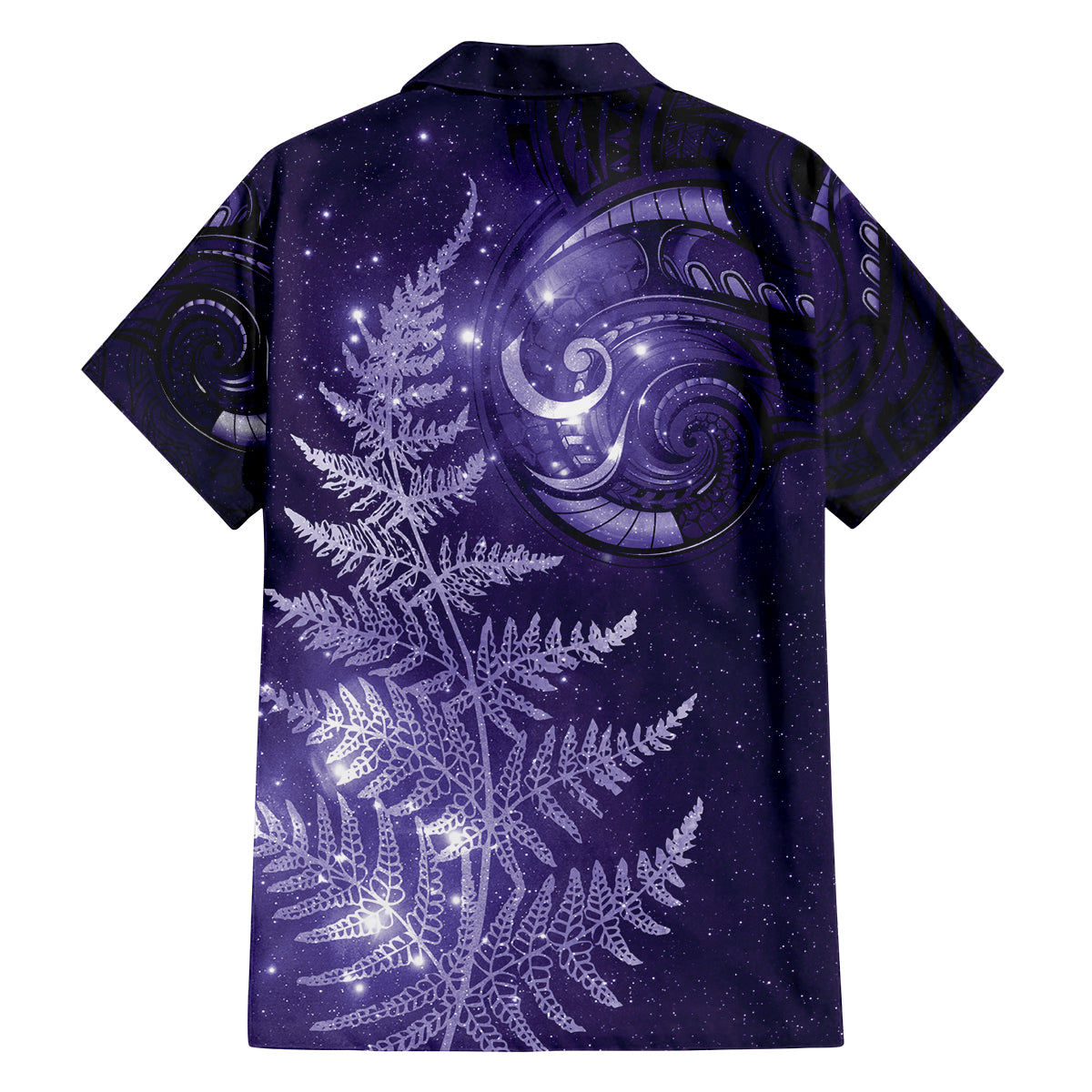 New Zealand Matariki Family Matching Puletasi and Hawaiian Shirt Purple Milky Way Stars Night Sky