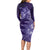 New Zealand Matariki Long Sleeve Bodycon Dress Purple Milky Way Stars Night Sky