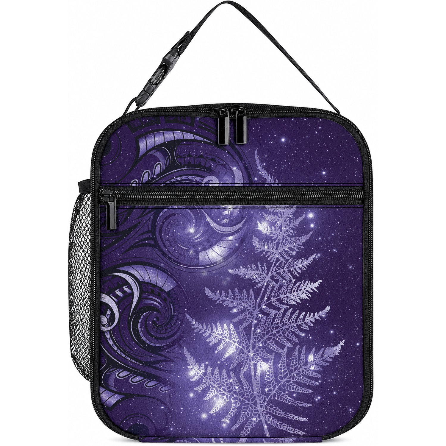 New Zealand Matariki Lunch Bag Purple Milky Way Stars Night Sky LT9 10.2 × 8.3 × 4.3 inch Purple - Polynesian Pride