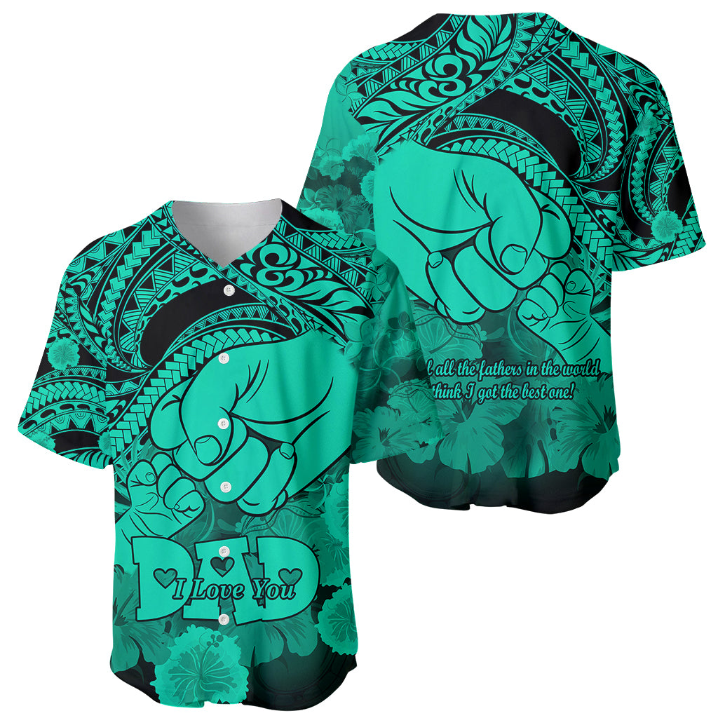 Polynesian Pride Happy Father Day Baseball Jersey I Love You Dad - Polynesian Tribal Green LT9 - Polynesian Pride