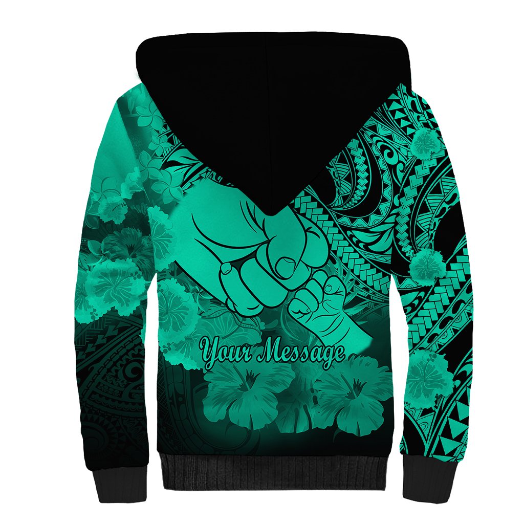 Personalised Polynesian Pride Happy Father Day Sherpa Hoodie I Love You Dad - Polynesian Tribal Green LT9 - Polynesian Pride