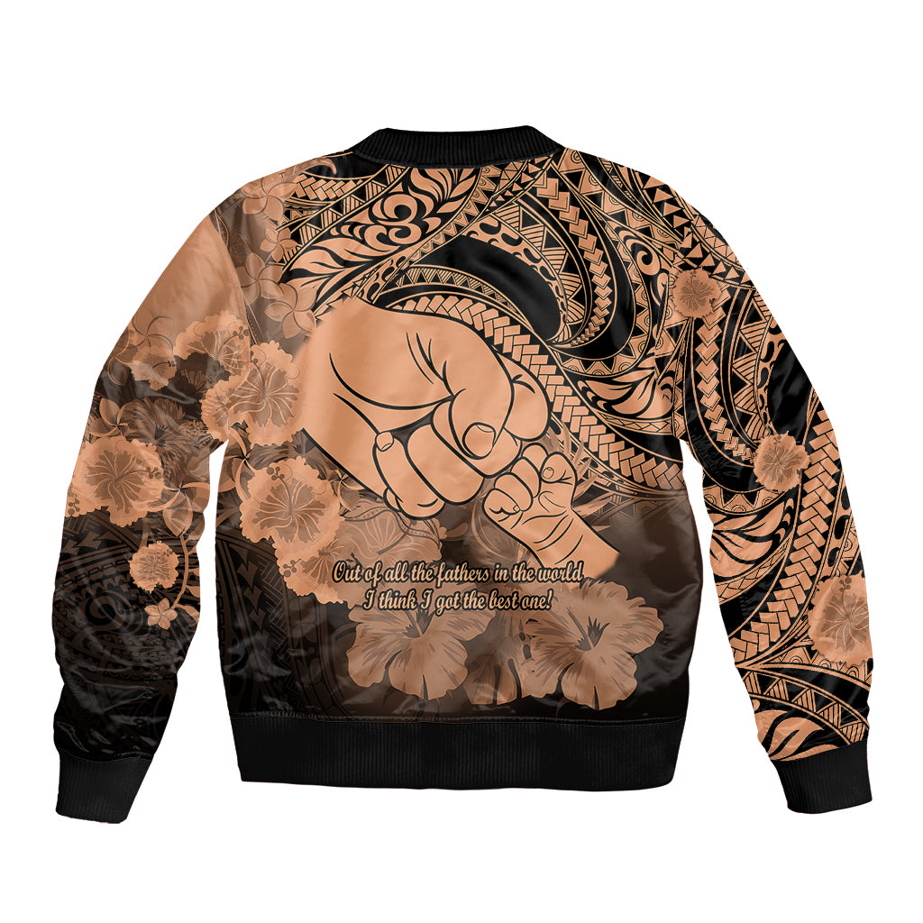 Polynesian Pride Happy Father Day Sleeve Zip Bomber Jacket I Love You Dad - Polynesian Tribal Nude LT9 - Polynesian Pride