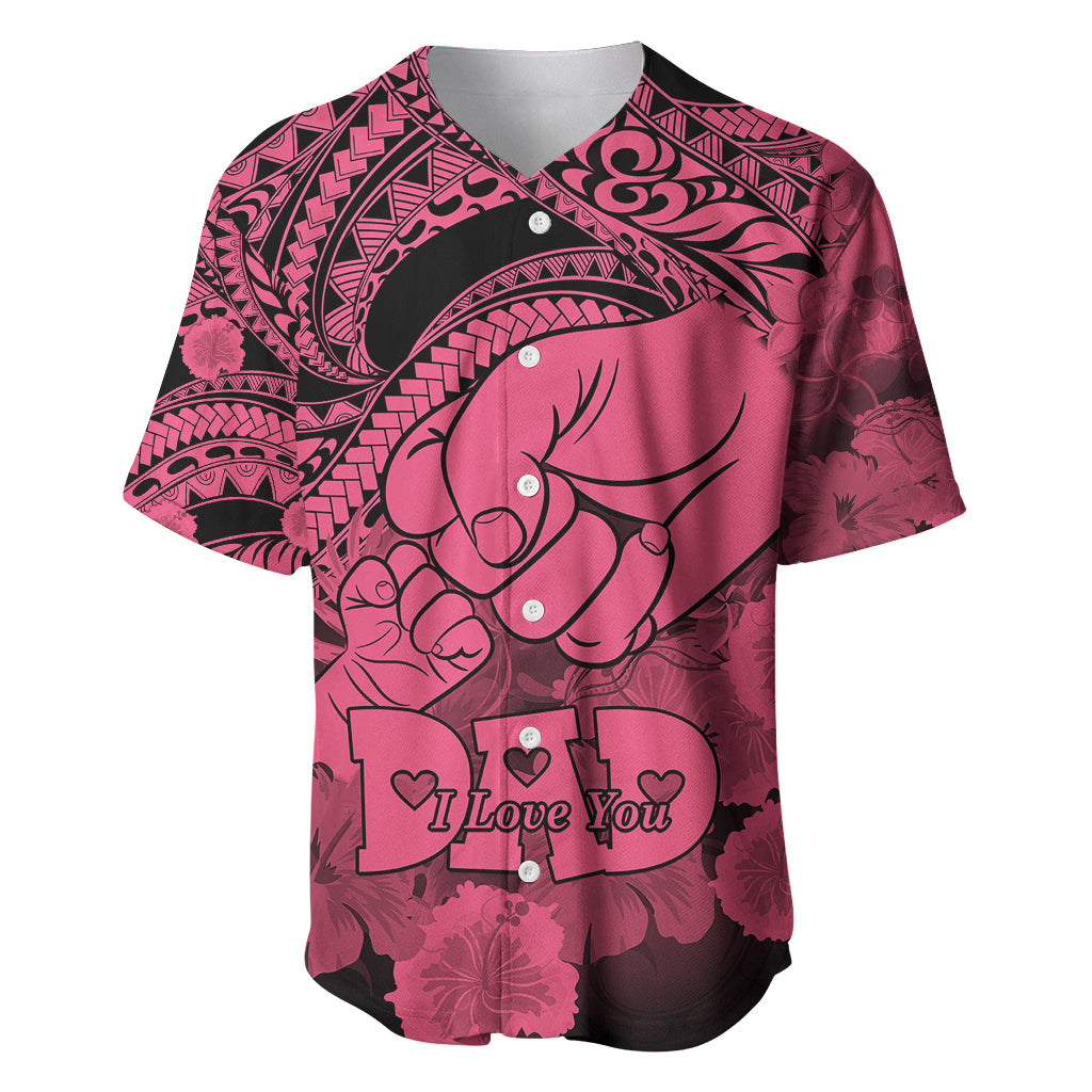 Polynesian Pride Happy Father Day Baseball Jersey I Love You Dad - Polynesian Tribal Pink LT9 Pink - Polynesian Pride