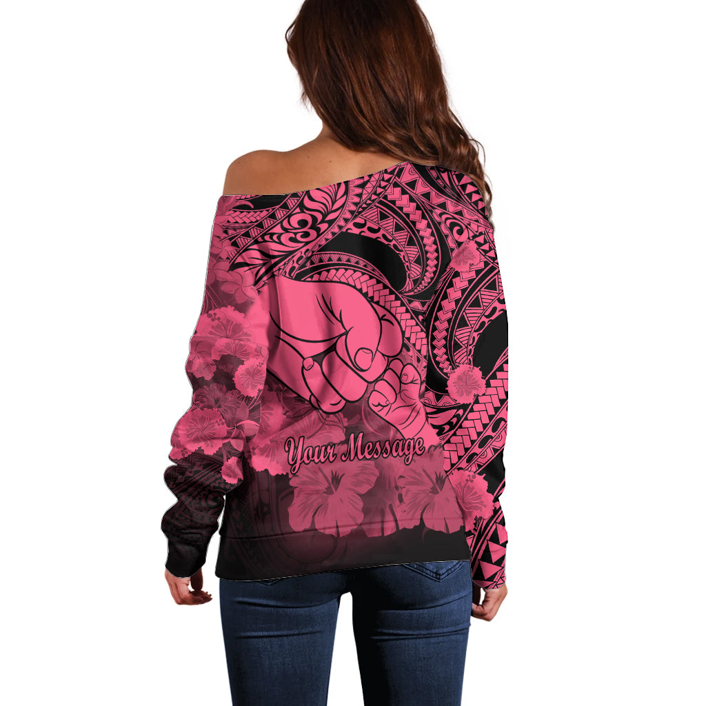 Personalised Polynesian Pride Happy Father Day Off Shoulder Sweater I Love You Dad - Polynesian Tribal Pink LT9 - Polynesian Pride