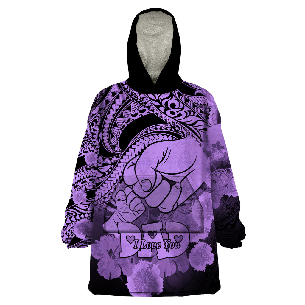 Polynesian Pride Happy Father Day Wearable Blanket Hoodie I Love You Dad - Polynesian Tribal Purple LT9 One Size Purple - Polynesian Pride