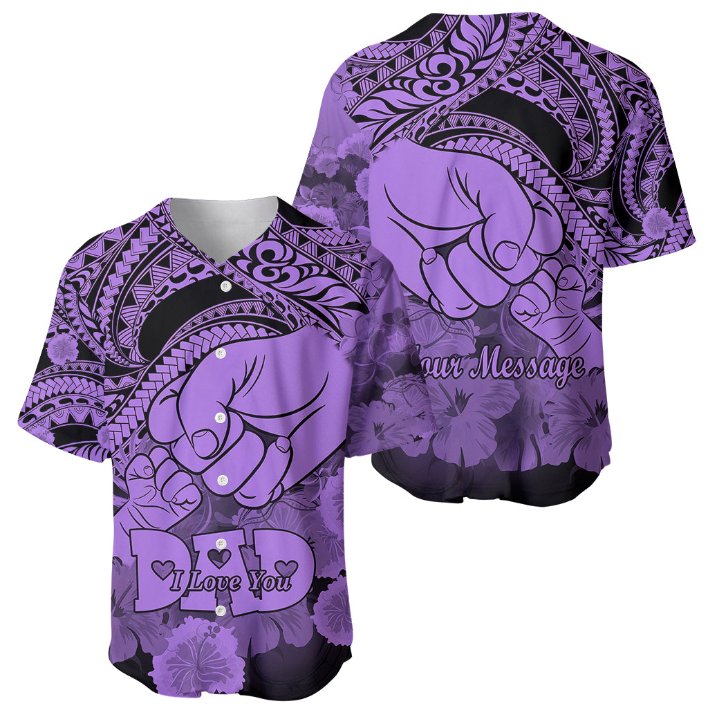 Personalised Polynesian Pride Happy Father Day Baseball Jersey I Love You Dad - Polynesian Tribal Purple LT9 - Polynesian Pride