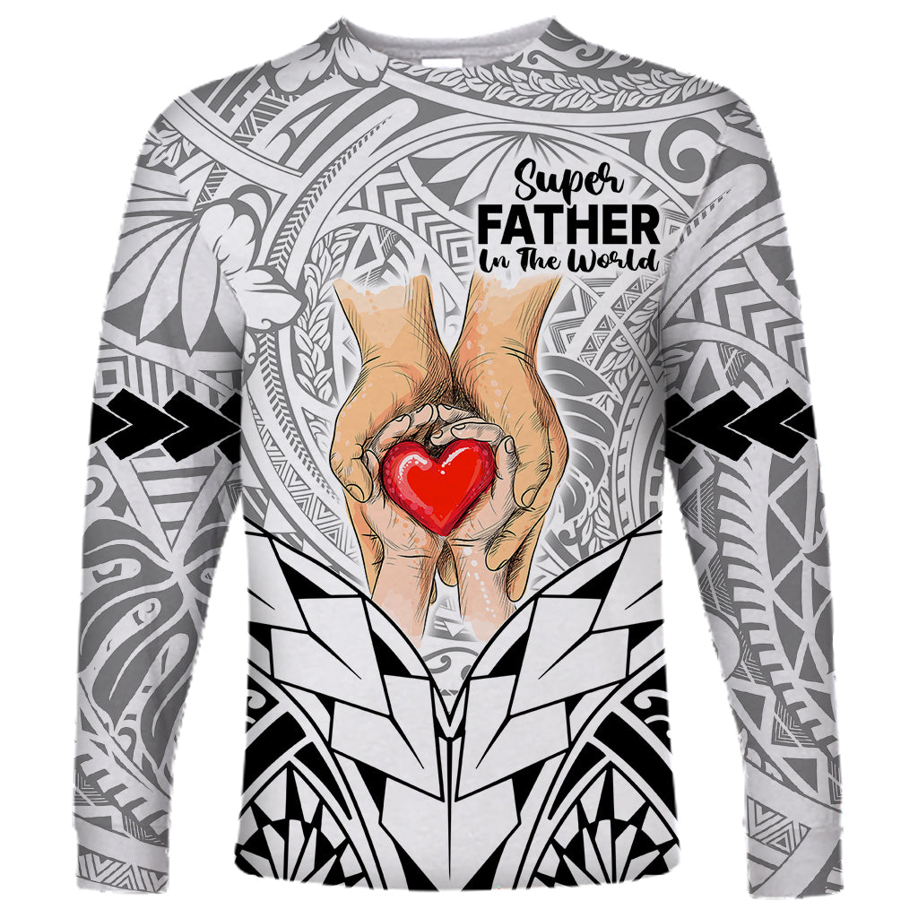 Polynesian Father's Day Gift For Dad Long Sleeve Shirt Super Father In The World - Black Polynesian Pattern LT9 Unisex Black - Polynesian Pride