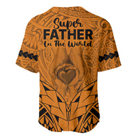 Polynesian Father's Day Gift For Dad Baseball Jersey Super Father In The World - Gold Polynesian Pattern LT9 - Polynesian Pride