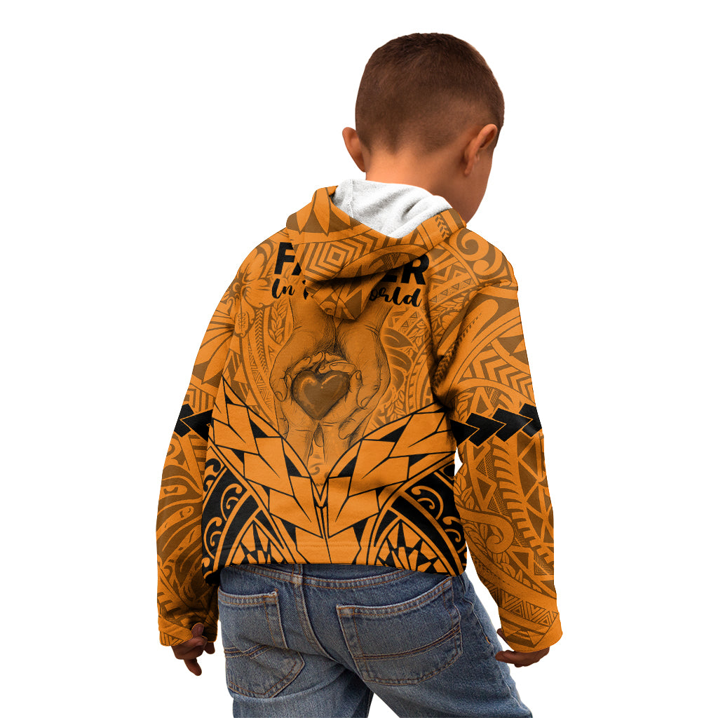 Polynesian Father's Day Gift For Dad Kid Hoodie Super Father In The World - Gold Polynesian Pattern LT9 - Polynesian Pride