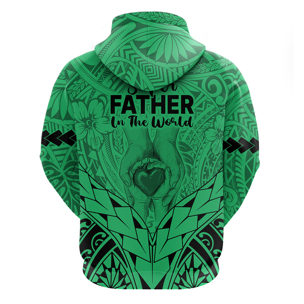 Polynesian Fathers Day Gift For Dad Hoodie Super Father In The World Green Polynesian Pattern LT9 - Polynesian Pride