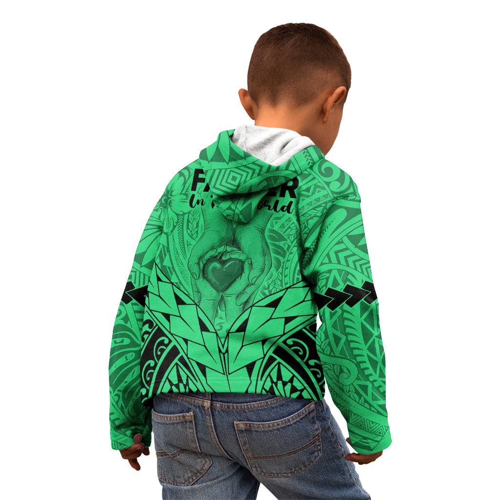 Polynesian Father's Day Gift For Dad Kid Hoodie Super Father In The World - Green Polynesian Pattern LT9 - Polynesian Pride