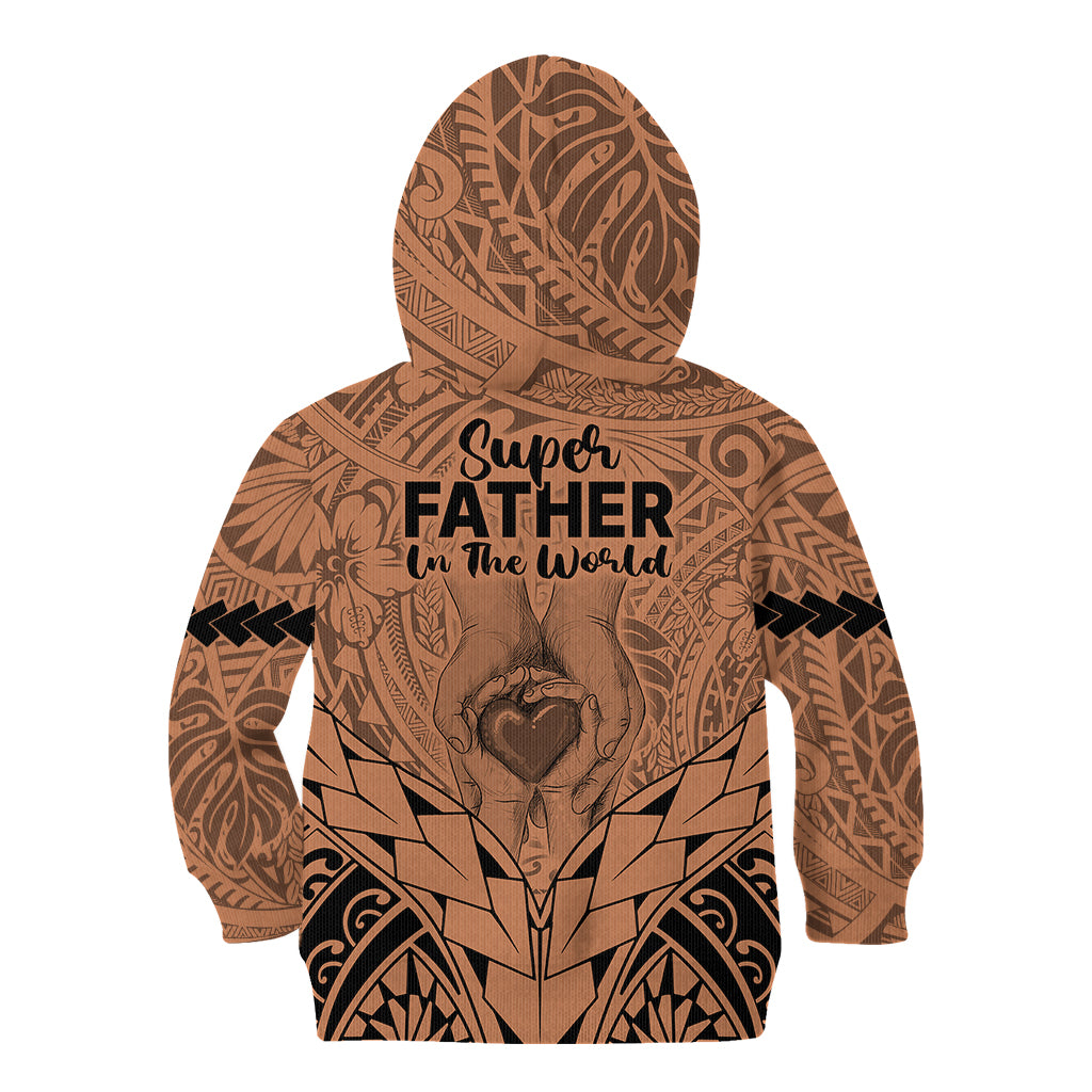 Polynesian Father's Day Gift For Dad Kid Hoodie Super Father In The World - Nude Polynesian Pattern LT9 - Polynesian Pride