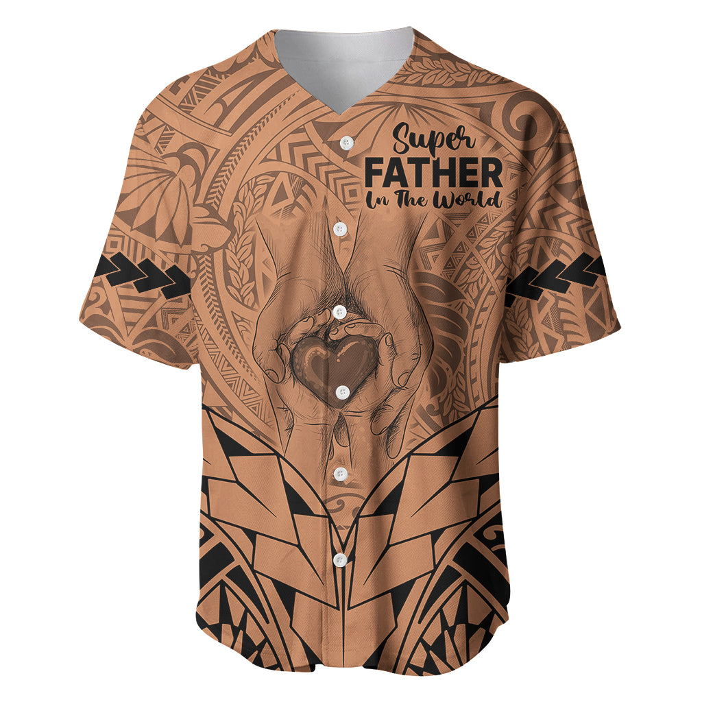 Personalised Polynesian Father's Day Gift For Dad Baseball Jersey Super Father In The World - Nude Polynesian Pattern LT9 Nude - Polynesian Pride