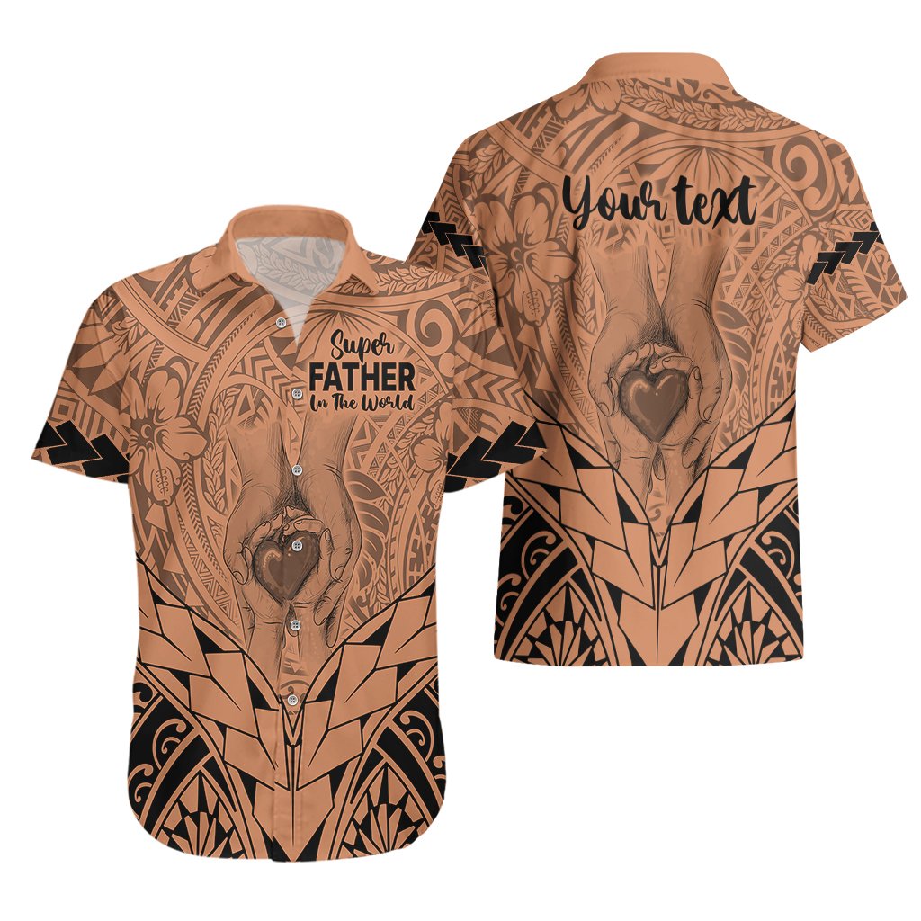 Personalised Polynesian Father's Day Gift For Dad Hawaiian Shirt Super Father In The World - Nude Polynesian Pattern LT9 - Polynesian Pride