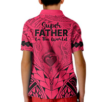 Polynesian Father's Day Gift For Dad Kid Polo Shirt Super Father In The World - Pink Polynesian Pattern LT9 - Polynesian Pride