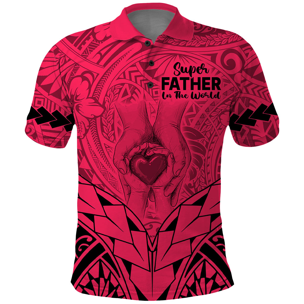 Custom Polynesian Fathers Day Gift For Dad Polo Shirt Super Father In The World Pink Polynesian Pattern LT9 Pink - Polynesian Pride