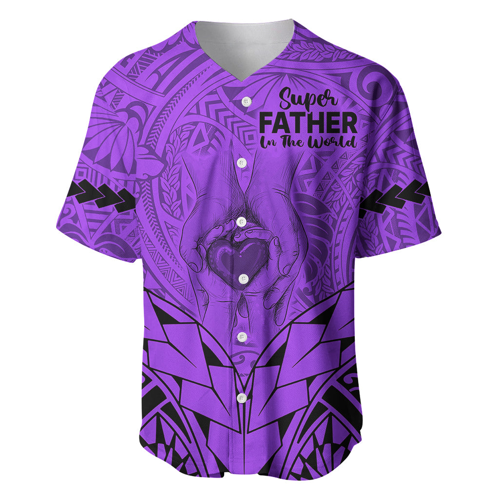 Polynesian Father's Day Gift For Dad Baseball Jersey Super Father In The World - Purple Polynesian Pattern LT9 Purple - Polynesian Pride