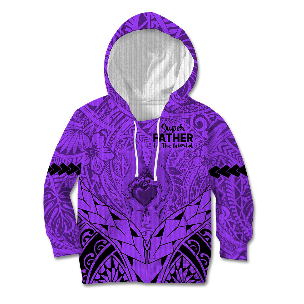 Polynesian Father's Day Gift For Dad Kid Hoodie Super Father In The World - Purple Polynesian Pattern LT9 Hoodie Purple - Polynesian Pride
