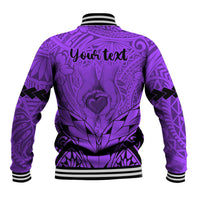 Personalised Polynesian Father's Day Gift For Dad Baseball Jacket Super Father In The World - Purple Polynesian Pattern LT9 - Polynesian Pride