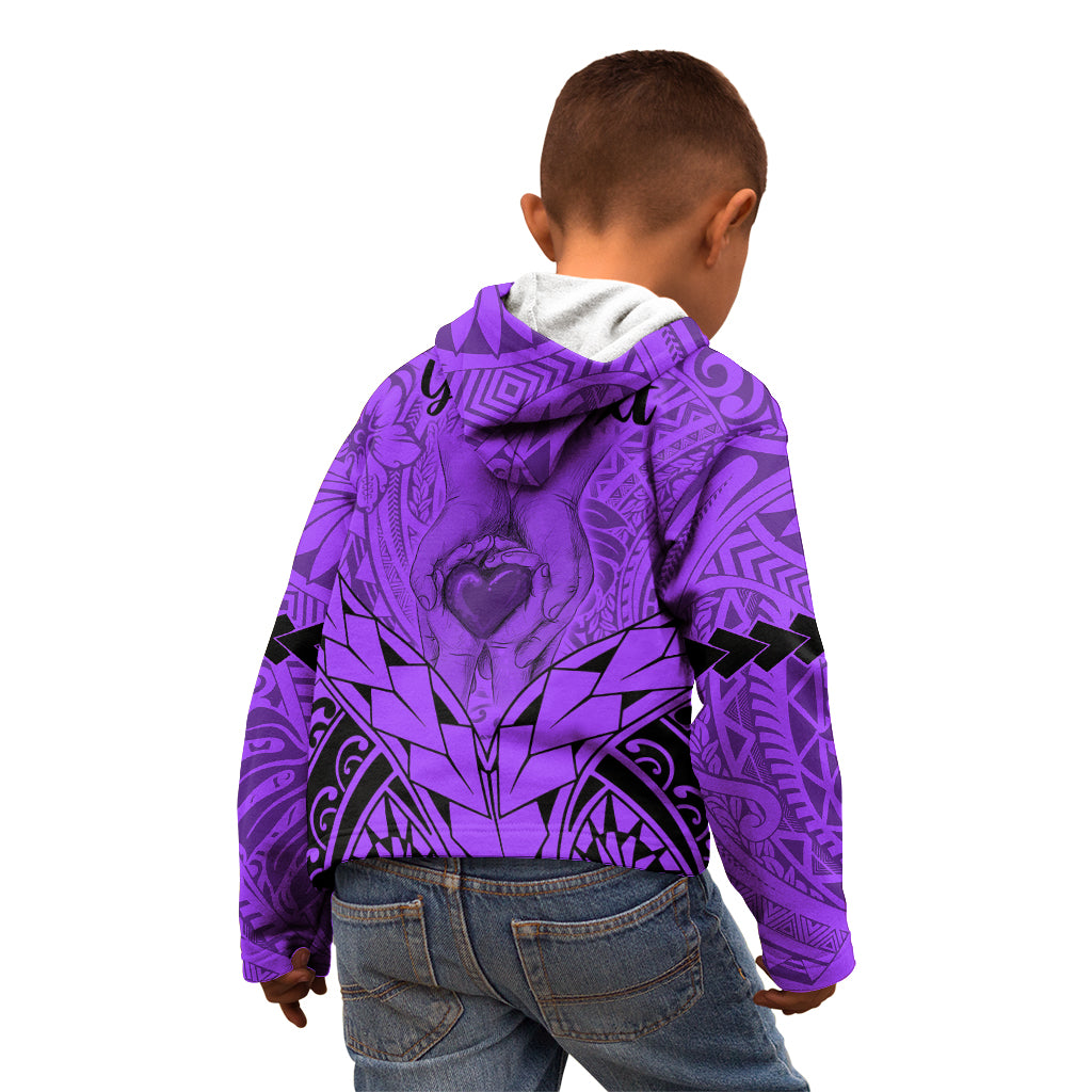Personalised Polynesian Father's Day Gift For Dad Kid Hoodie Super Father In The World - Purple Polynesian Pattern LT9 - Polynesian Pride