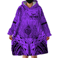Personalised Polynesian Father's Day Gift For Dad Wearable Blanket Hoodie Super Father In The World - Purple Polynesian Pattern LT9 - Polynesian Pride