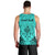 Personalised Polynesian Father's Day Gift For Dad Men Tank Top Super Father In The World - Turquoise Polynesian Pattern LT9 - Polynesian Pride