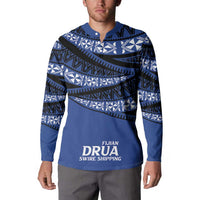 Fiji Rugby Pacific Custom Button Sweatshirt Pasifika Tapa Pattern