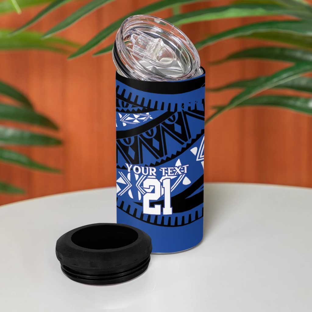 Fiji Rugby Pacific Custom 4 in 1 Can Cooler Tumbler Pasifika Tapa Pattern
