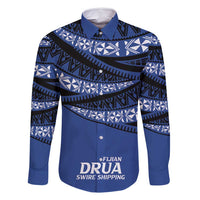 Fiji Rugby Pacific Custom Family Matching Long Sleeve Bodycon Dress and Hawaiian Shirt Pasifika Tapa Pattern