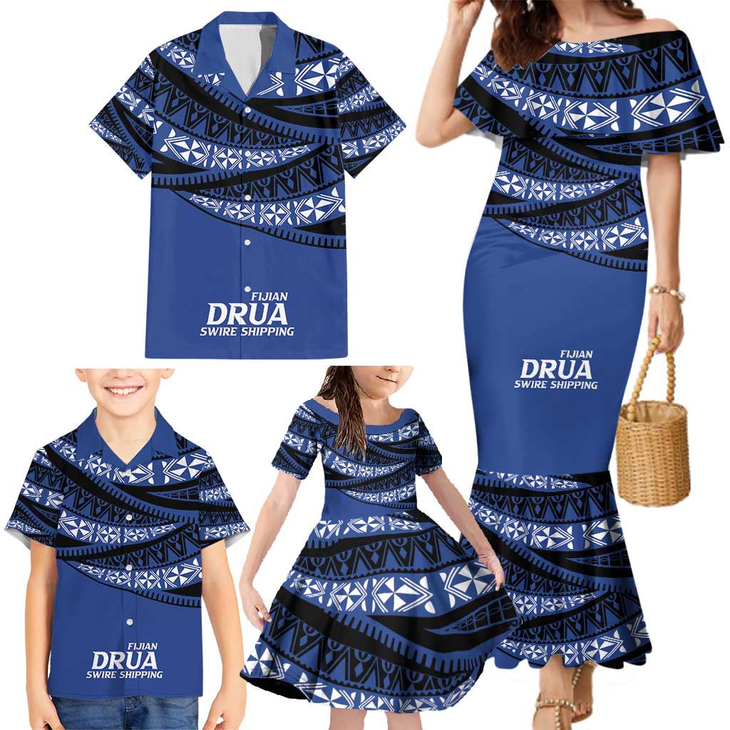 Fiji Rugby Pacific Custom Family Matching Mermaid Dress and Hawaiian Shirt Pasifika Tapa Pattern