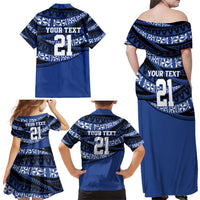 Fiji Rugby Pacific Custom Family Matching Off Shoulder Maxi Dress and Hawaiian Shirt Pasifika Tapa Pattern