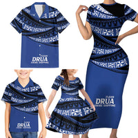 Fiji Rugby Pacific Custom Family Matching Short Sleeve Bodycon Dress and Hawaiian Shirt Pasifika Tapa Pattern