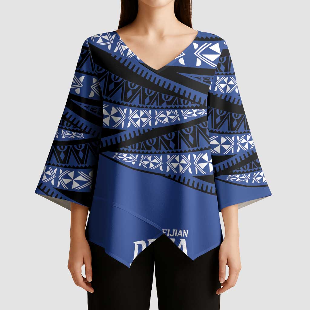 Fiji Rugby Pacific Custom Kimono Sleeve Blouse Pasifika Tapa Pattern - Polynesian Pride