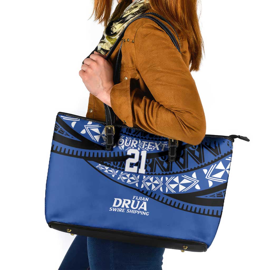 Fiji Rugby Pacific Custom Leather Tote Bag Pasifika Tapa Pattern