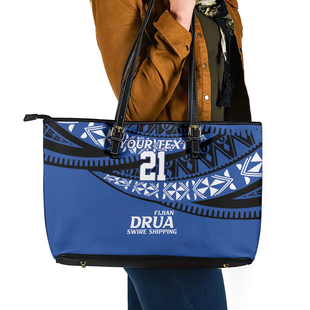 Fiji Rugby Pacific Custom Leather Tote Bag Pasifika Tapa Pattern