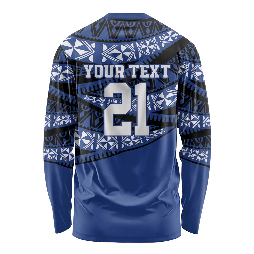 Fiji Rugby Pacific Custom Long Sleeve Shirt Pasifika Tapa Pattern