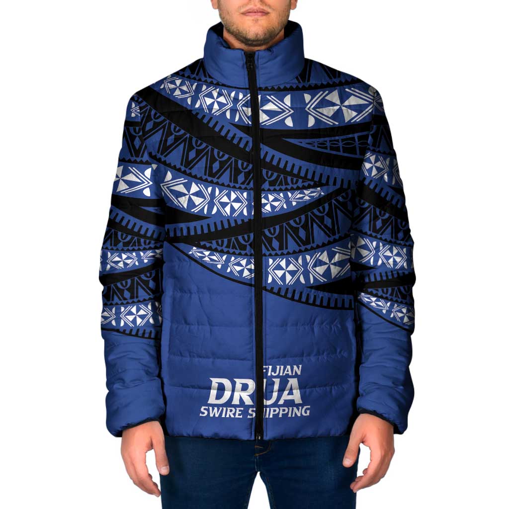 Fiji Rugby Pacific Custom Padded Jacket Pasifika Tapa Pattern - Polynesian Pride
