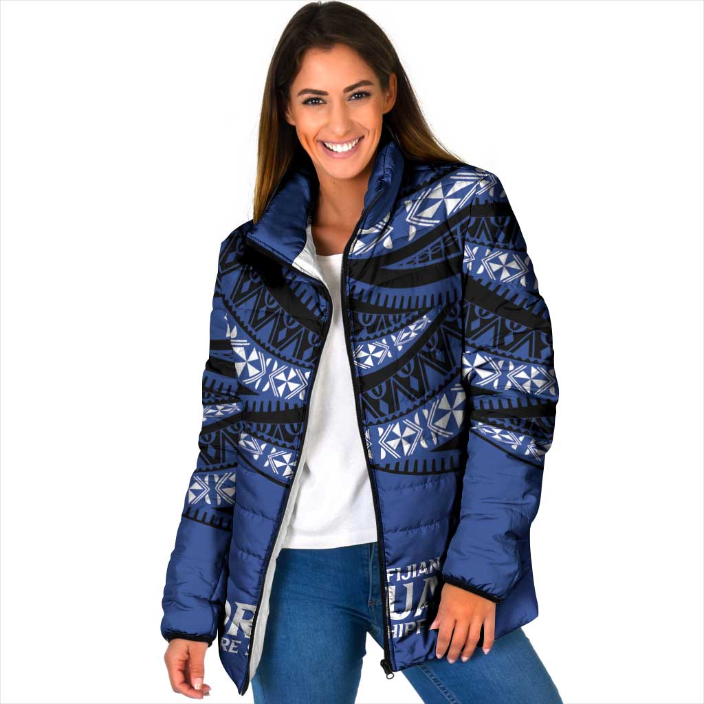 Fiji Rugby Pacific Custom Padded Jacket Pasifika Tapa Pattern - Polynesian Pride
