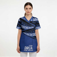 Fiji Rugby Pacific Custom Scrub Top Pasifika Tapa Pattern - Polynesian Pride